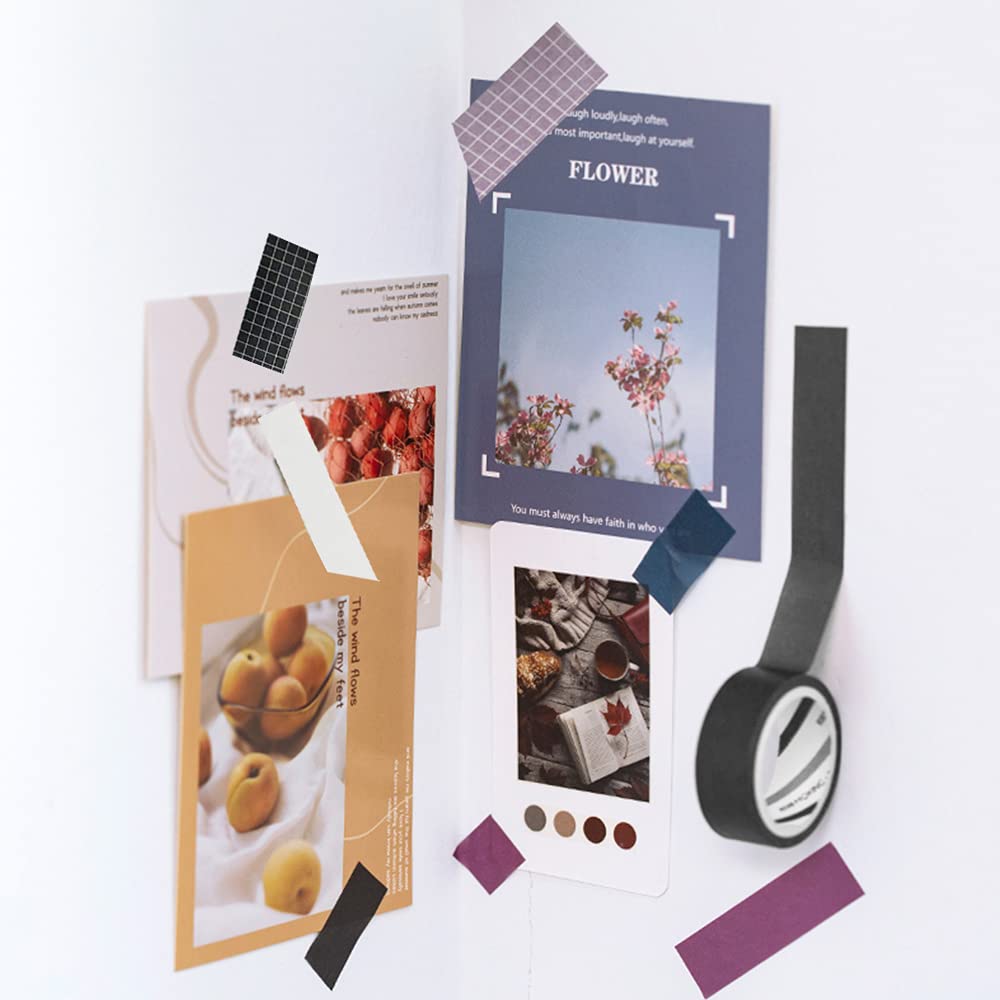 Nastri Washi Tape - 8 Rotoli Decorativi, 10mm E 15mm, Nero E Bianco, Per Scrapbooking, Diari E Regali - Foto 4