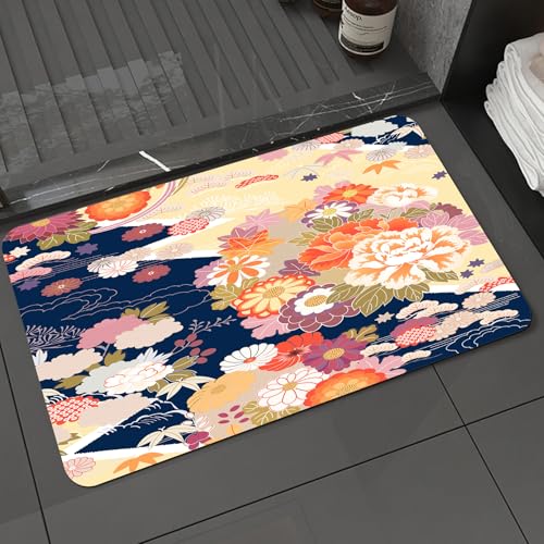 KDWJS Bath Mat,Soft and Comfortable,Super Water Absorption,Non-Slip,Machine Wash,Easier to Dry for Bathroom Floor Rug,Japanese kimono, traditional sition of motifs Asian ethnic floral motifs,16x24 in KDWJS Bath Mat,Soft and Comfortable,Super Water Absorption,Non-Slip,Machine Wash,Easier to Dry for Bathroom Floor Rug,Japanese kimono, traditional sition of motifs Asian ethnic floral motifs,16x24 in