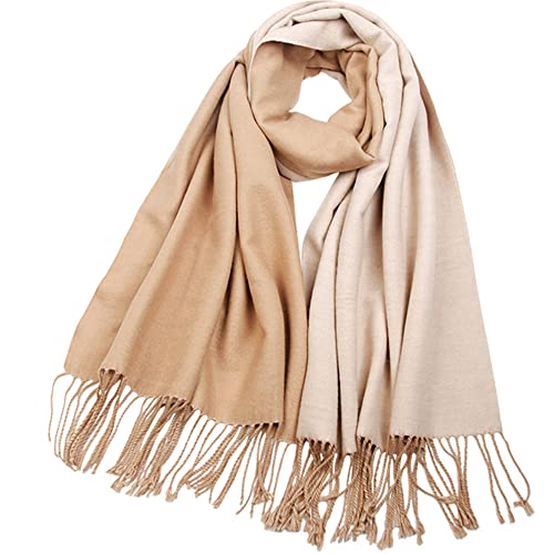 MOWEN Cashmere Scarf Women's Oversized Cashmere Large Warm Shawl 2 Colors Solid Color Suitable for Autumn and Winter 27"X78"4