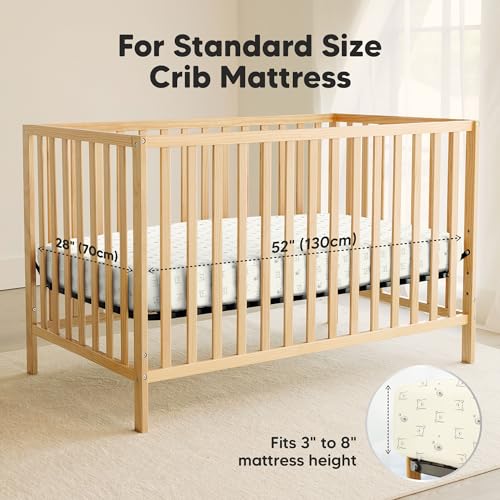Image of 2-Pack Waterproof Crib Sheets for Boys, Girls, 52x28 Fitted (Bumble Bear) | Organic Cotton Baby Crib Sheets, Toddler Mattress Protector Cover, Washable, Soft & Durable Baby Bedding Essentials