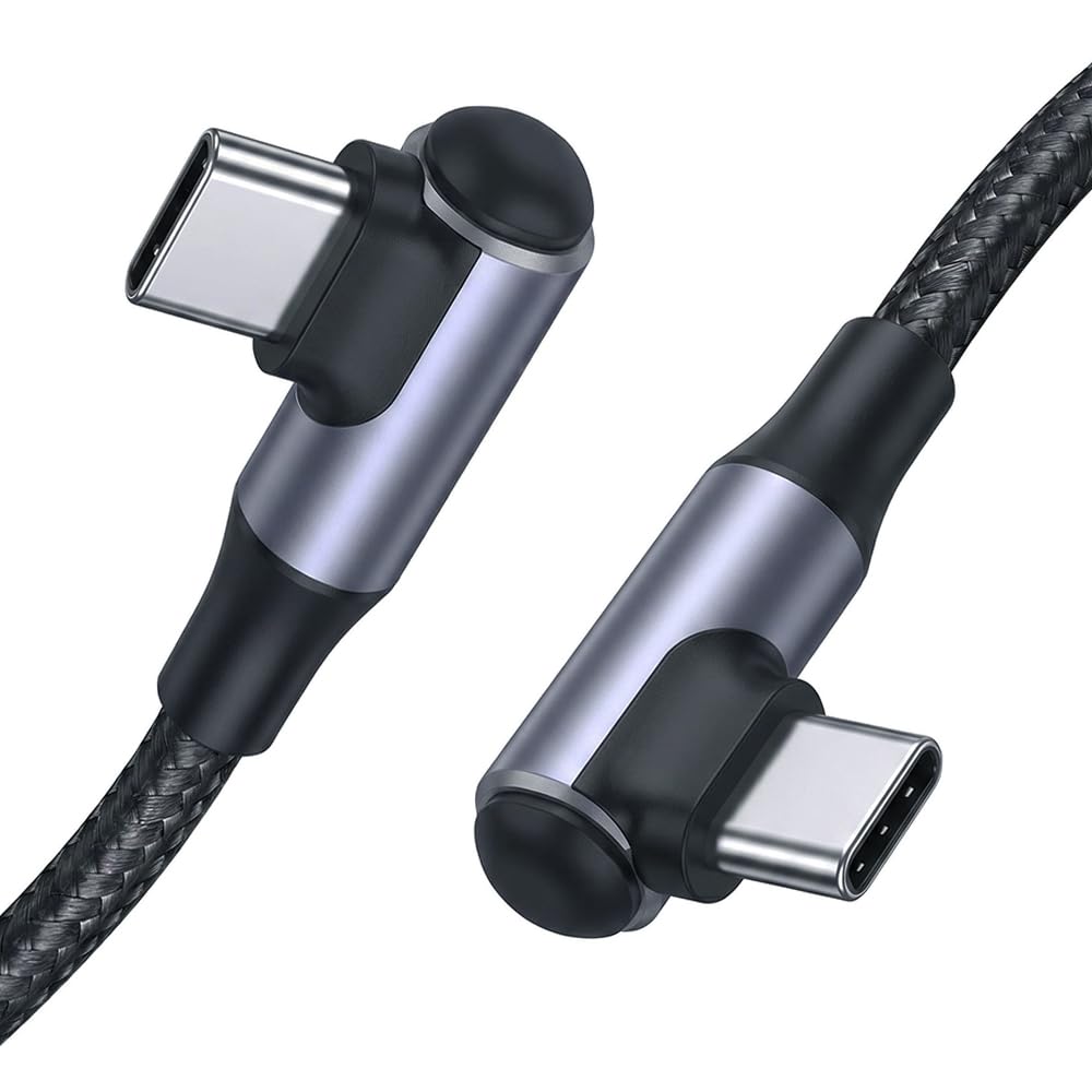 USB C ケーブル L字 0.5M 60W/3A PD急速充電 両端L字型 USB C to C 充電ケーブル 高耐久ナイロン編み MacBook Pro/Air、Galaxy S26、Pixel 9a、Aquos Wish 2、Xperia 5 IV等Type C対応
