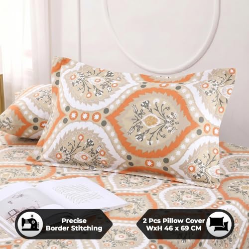 Image of Dew Cotton Bedsheet for Double Bed 160 TC 250 x 225 CM, Brown