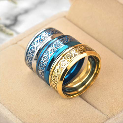 Image of HIJONES Unisex Carbide Fiber Celtic Dragon Spinner Ring Stainless Steel Wedding Spins Band