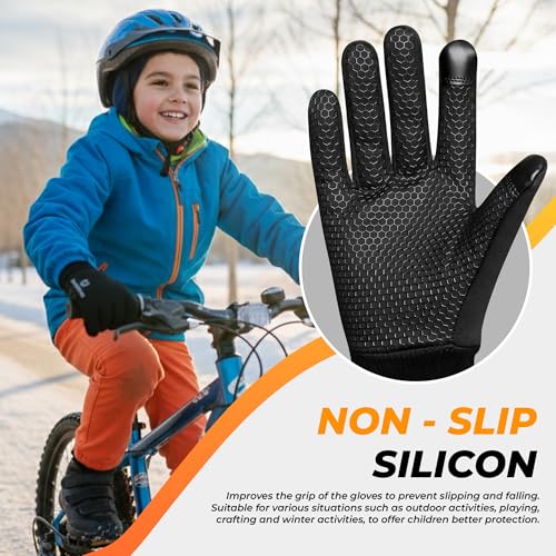 WESTWOOD FOX Guantes térmicos de Invierno para niños y niñas, Guantes de Ciclismo de Pantalla táctil de Agarre Flexible, Guantes de Bicicleta para niños, Deportes al Aire Libre - imagen 7