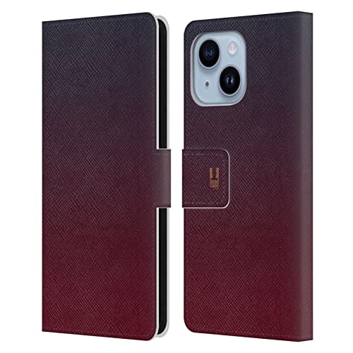 Étui portefeuille en cuir iPhone 14 Plus Head Case Designs Ombre Marsala chic