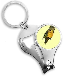 Yellow Budgie Parrot Bird Nail Nipper Ring Key Chain Bottle Opener Clipper