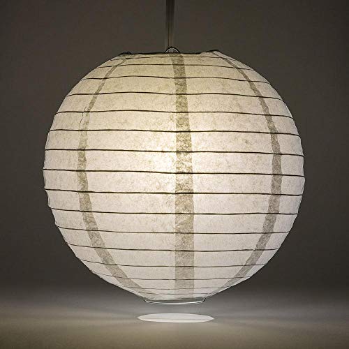 Image of Quasimoon PaperLanternStore Decorative Paper Lantern - (Single, 20-Inch, Driftwood Grey, Even Ribbing) Round Paper Lantern - Ideal Wedding and Party Decor or Home Accent, Lighting Optional