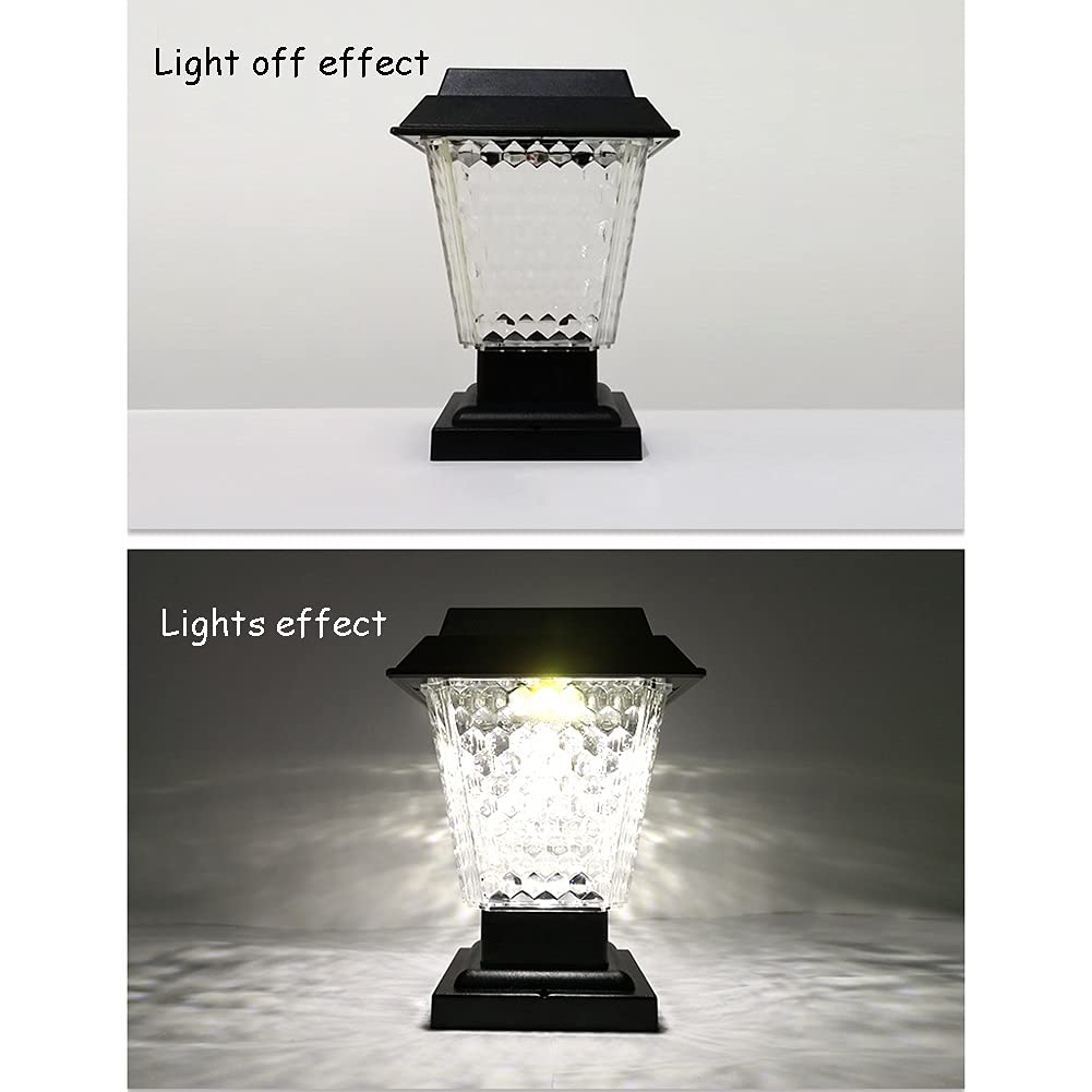Lampy słupkowe na zewnątrz, oświetlenie tarasowe, 3 W, solarne lampy na zewnątrz, lampa ogrodowa, ciepła biel, wodoodporna IP54, nowoczesna latarnia słupkowa, do ogrodzenia tarasu, willi, filaru,