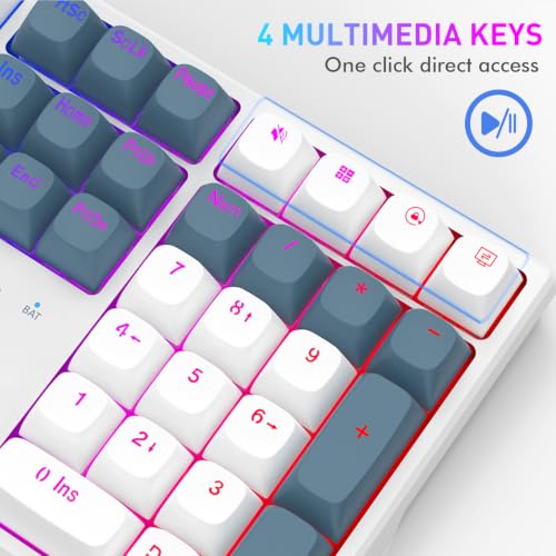Image of Redragon K668 PRO Wireless 108-Key Gasket RGB Gaming Keyboard, 4 Hotkeys | Extra Shortcut Keys, 0-Delay Tri-Mode, Cushioned Noise Dampening for Creamy Thocky Sound, Unfaded PBT Keycaps, PRO Software