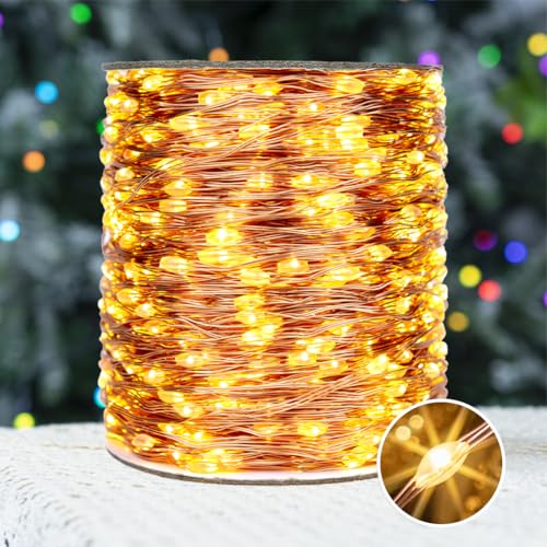 Guirlandes lumineuses LED 200M 2000 LED blanc chaud fil cuivre avec télécommande