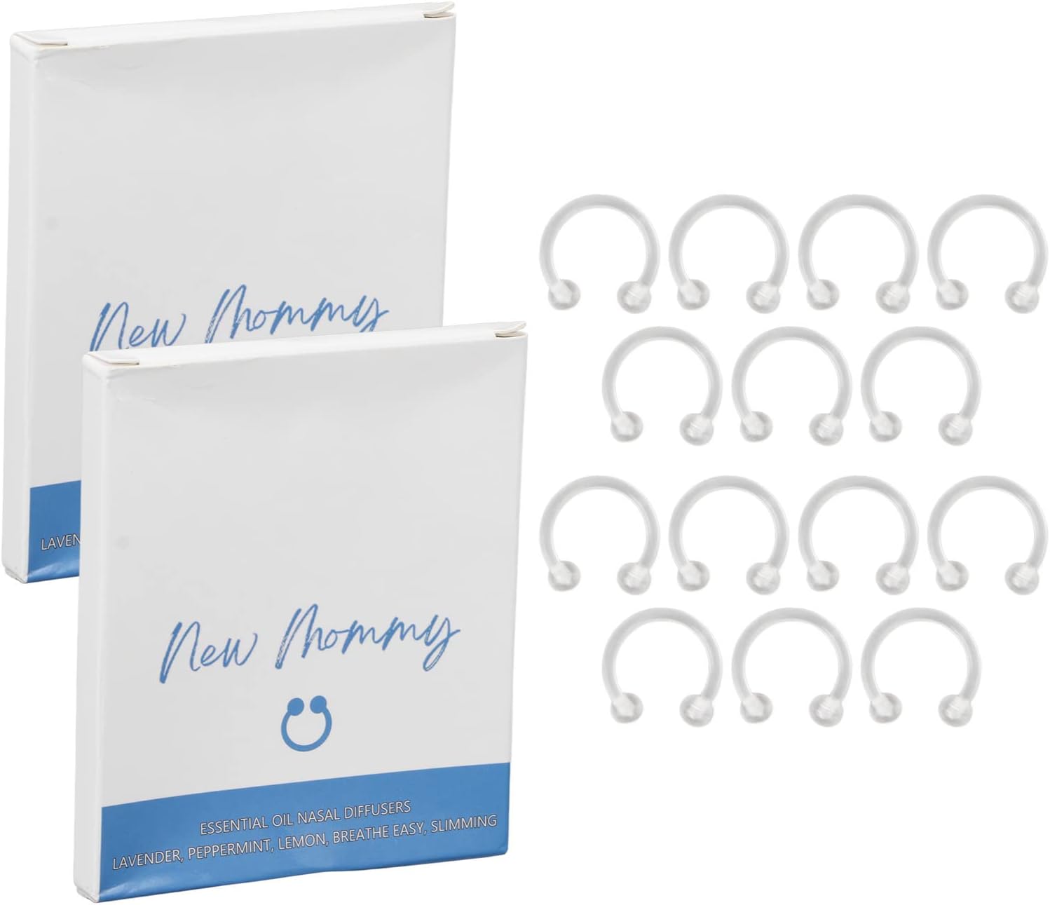 Essential Oil Ring 14pcs Essential Oil Nose Ring Detox Slimming Skin Tightening Boost Metabolism Aromatherapy Nose Diffuser Ring