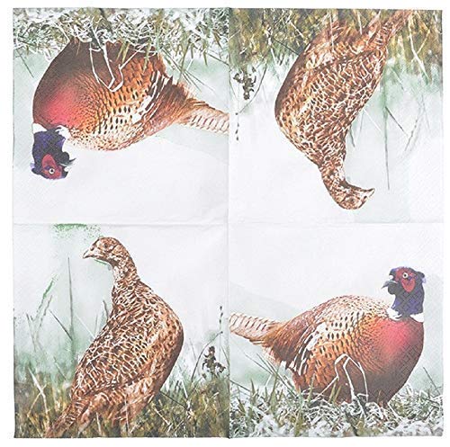 linoows Servietten mit Fasan, 20 Stück Jagdmotiv Servietten aus Tissue-Papier 33 x 33 cm linoows Servietten mit Fasan, 20 Stück Jagdmotiv Servietten aus Tissue-Papier 33 x 33 cm