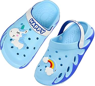 AMAZON - Weweya Kids Clogs Boy Gardening Girl Garden Shoes Child Sandals Children Shower Water Shoes Quick Dry Closed-Toe Aquatic Slippers Size 11 M 11.5 M US Sky Blue Little Kid