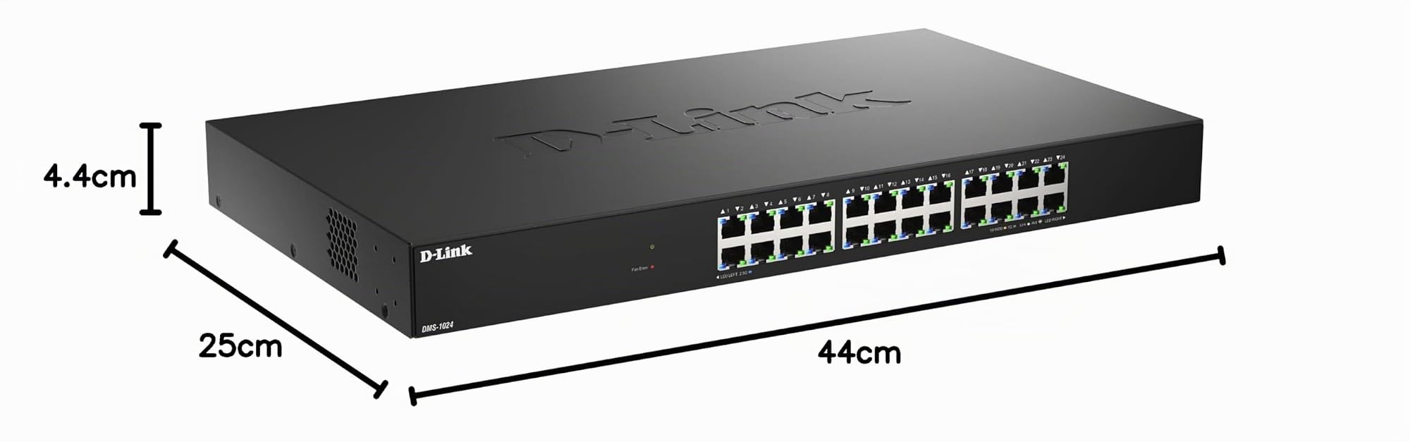 D-Link DMS-1024 Switch Non Géré 24 Ports Multi-Gigabit – Ethernet 2.5G, Plug & Play, QoS, IGMP Snooping, EEE, Boîtier Métallique, Montage en Rack