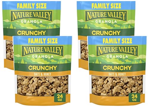 Image of Nature Valley Crunchy Granola, Oats and Honey, Resealable Snack Pouch, Family Size, 24 oz (Pack of 4)