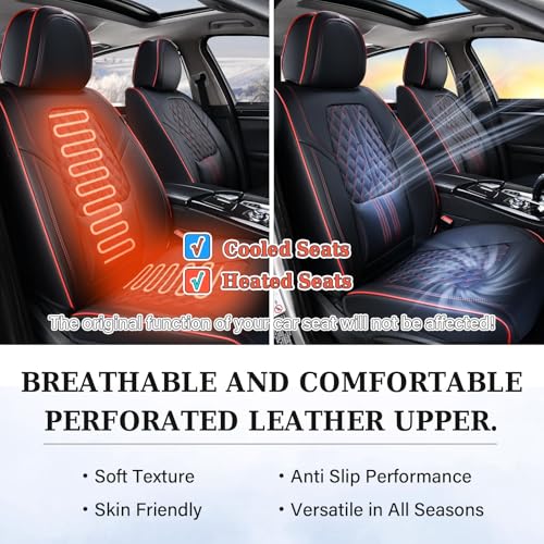 Image of Coverado Car Seat Covers Full Set, Automotive Front and Rear Seat Covers with Backrest, Nappa Leather Car Seat Protectors Waterproof, Universal for Most Vehicles,Black