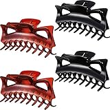 Bememo 4 Pieces Plastic Hair Claw Clips Women Thick Hair Claw Clamps (4.33 Inches Black and Brown)