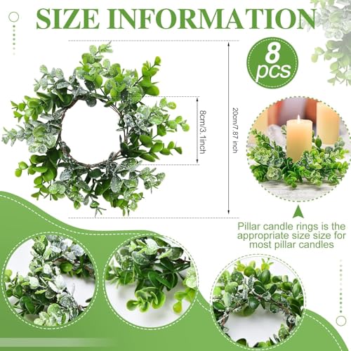 jexine 8 pcs mini artificial eucalyptus wedding candle rings 3153939 fake lavender floral wreath greenery leaves boho garland for wedding fall front door christmas table decoreucalyptus