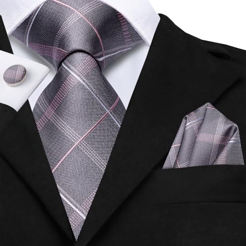 Image of Hi-Tie Men 63inches Tie Set Extra Long Necktie Paisley Tie Pocket Suqare Cufflinks Big and Tall Men Tie
