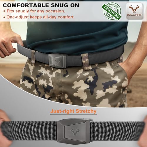 Image of BULLIANT Stretch Tactical Web Belt For Men-Trimmable 1.5 inch-Adjustable Fit | Smooth Sliding | Adjustable for Precise Fit | Tailored Size | Rugged Nylon for Heavy Duty, Hiking, Hunting
