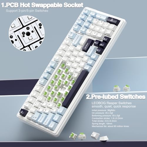 image for AULA F99 Wireless Mechanical Keyboard, Hot Swappable Custom Keyboard,P