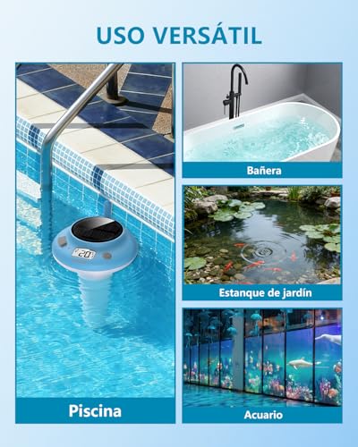 Miniatura 7 de Uzoli Termómetro De Piscina Flotante, Sensor Ipx7 Con Carga Usb O Solar, Temperatura Del Agua Con Nivel De Confort, Temperatura Interior, Termómetro Inalámbrico Para Estanque Pecera - Em777uc