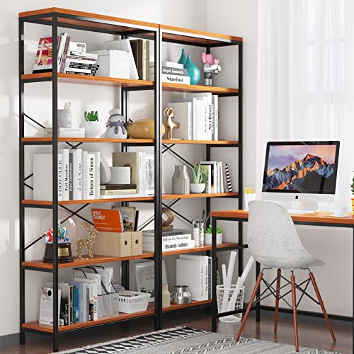 Himimi 5055_5 6 Tier Industrial Bookshelf, Vintage Standing Storage Shelf, Display Shelving Units, Tall Bookcase, Industrial Metal Book Shelves For Living Room Bedroom And Home Office thumb #1