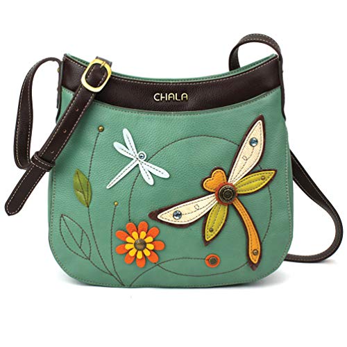 CHALA Crescent Crossbody Women Shoulder Purse with Adjustable Strap - Dragonfly - teal