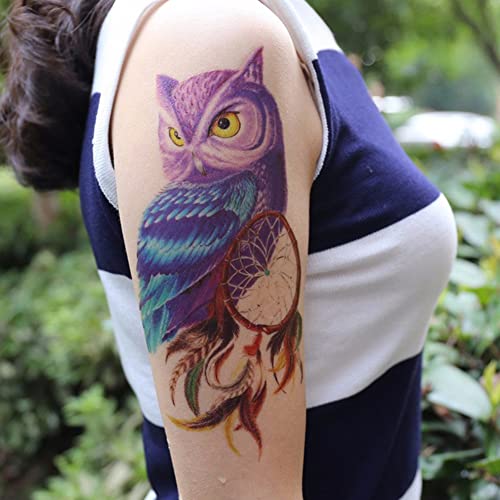 Oottati 6 Sheets 21X15Cm Old School Colorful Owl Bubo Arm Fake Temporary Tattoos Stickers #TOP3