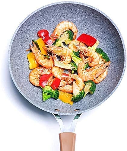 KAUTO Olla Wok Sartén Antiadherente Sartenes para Wok Sartenes para cocinar Ollas de Cocina Utensilios de Cocina Sin Humo Sin Recubrimiento Cocina de inducción a Gas