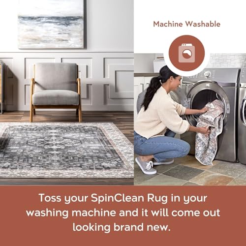 Tapis vintage gris anthracite nuLOOM Devin lavable en machine 0,9x1,5m