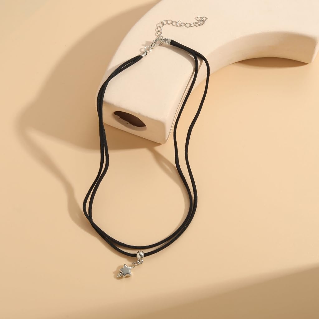necklace Punk Neck Jewelry Goth Black Leather Geometric Pattern Pendant Collar Party