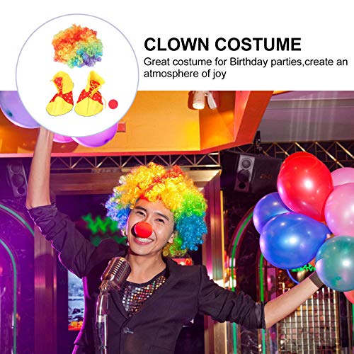 FAVOMOTO 1 Conjunto de de Palhaço Conjunto Peruca Arco-Íris Palhaço Botas Nariz Vermelho Adereços de