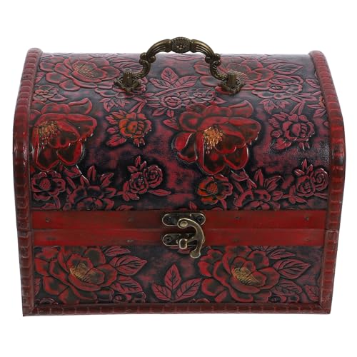 JOINPAYA Estuche de Madera Floral, Caja para Joyas y Manualidades, Joyero Tapa para Almacenamiento y Decoración en Espacios Vintage