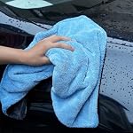 Greenfound 1000GSM Car Drying Towel 18"x24", Edgeless Double Twist Pile, Ultra Absorbent Microfiber Towel, Scratch-Free Lint-Free Streak-Free for Auto Detailing & Car Wash – Blue&Grey - Image 6