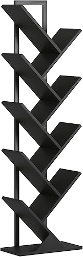 Yusong Juego de 2 estanterías para árboles, estantería de 9 niveles para sala de estar, dormitorio, estante organizador de CD para oficina en casa,