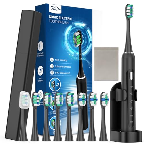 Brosses à Dents Électriques Soniques Adultes avec 8 Têtes - Brosse à dents Électrique Adulte...