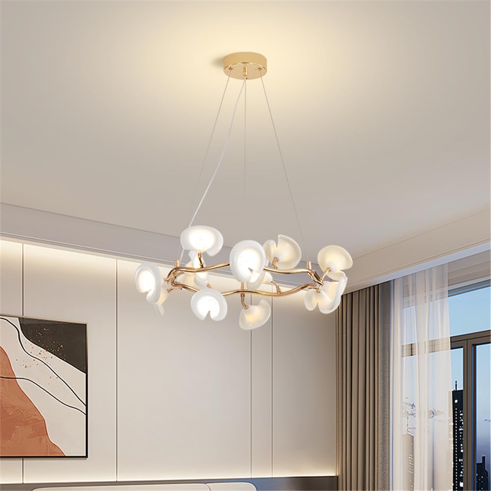 CSXSXAUO Contemporary Ceramic Living Room Chandelier LED Fashion Art Restaurant Bedroom Study Villa Hotel Cafe Bar Counter Pendent Lamp (C D60CM)