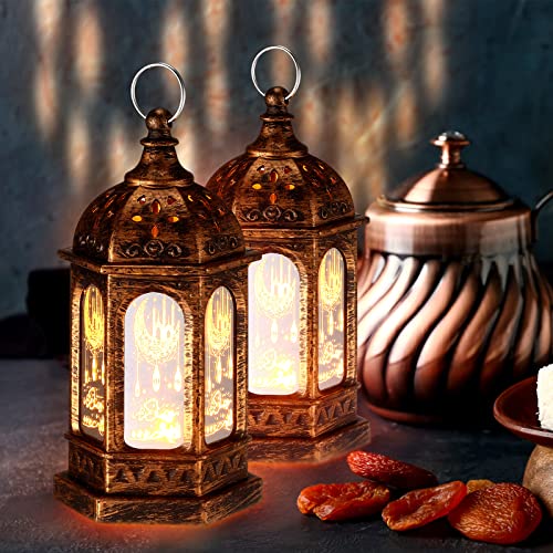 Mini Ramadan Candle Mubarak Lantern Decorative Led Eid Mubarak Lantern Moon Star Lights Moroccan Style Hanging Lantern For Home Patio Table Wedding Centerpiece Festival Decor (Bronze Gold, 12 Pieces) #TOP1
