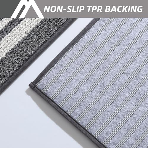COSY HOMEER 2-Piece Nonslip Kitchen Runner Rug Set, 51x76cm+51x122cm, Absorbent and Machine Washable Kitchen Floor Mats, 100% Polypropylene Carpet Runners for Anti Water Splashes, Grey - Image 4