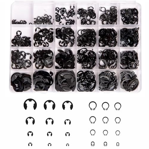 Image of Serplex 324Pcs C-Clips Set with 2 Designes & 24 Sizes Assorted Sized Carbon Steel Circlips 2.0mm-12mm Metric External Circlips Retaining Ring Snap Rings Assortment Kit