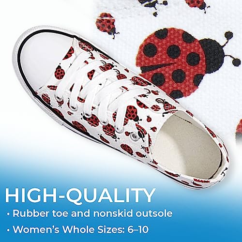 SAGEFINDS Ladybug Canvas Sneakers | Women’s Lace Up Style Fashion | Low Top Casual Walking Shoes4