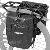 Favoto Borsa per Portapacchi Posteriore Bicicletta, Impermeabile Capacità 48L (2×24L), Design Riflettente, Sgancio Rapido, con Borsa Interna, Adatta per Bici Elettriche, Mountain Bike