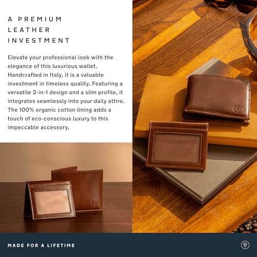 Maxwell Scott - Mens Luxury Leather 2-in-1 Trifold Wallet with Detachable Card Holder and ID Window - The Asti Dark Brown4