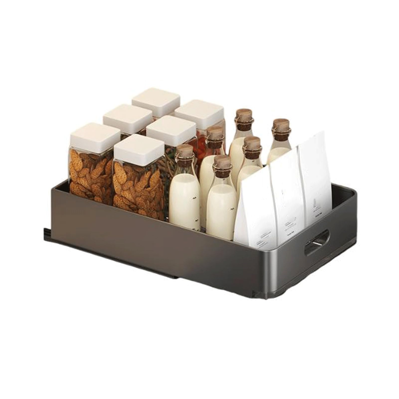 Organiseur de tiroir télescopique extensible pour armoire de cuisine - Support pour assiettes - Tiroirs de rangement (noir)