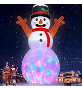 Giant 14.6Ft Christmas Inflatables Snowman with 3D Rotating Colorful Lights | Christmas Decoratio...