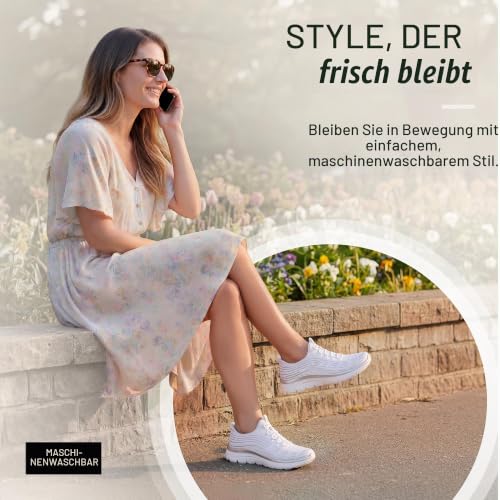 Skechers Damen Summits Plus Soft Luster Slip-InTurnschuhe, White Mesh/Silver Trim, 42 EU – Ansicht 3