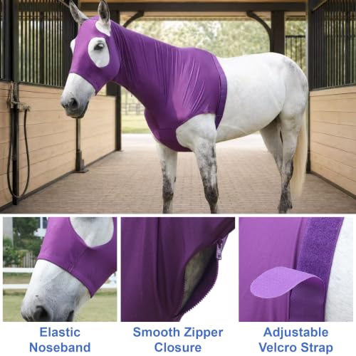 Image of Horse Slinky Hood with Zipper, Stretchy Sleazy Hood Purple M