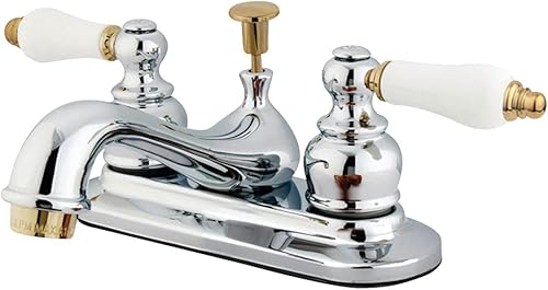 Miniatura 9 de Kingston Brass KB608B Victorian Center Set Grifo de Lavabo con LatónABS Pop-Up, 4-12", níquel cepillado