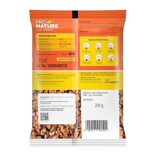 Image of Pro Nature 100% Organic Walnuts, 200G, Dry Fruit (Pack of 3)